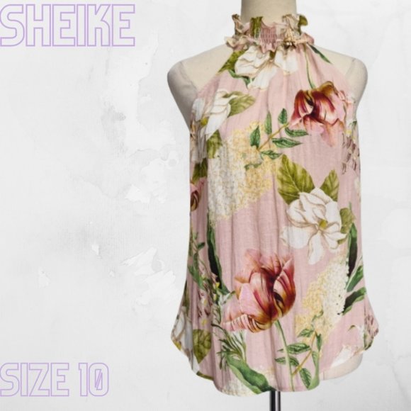 Sheike Tops - Sheike Multicolour Floral Sleeveless Halter Neck Top Size 10